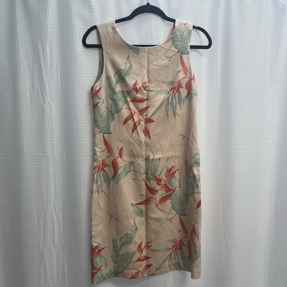Tommy Bahama Women's 100% Silk Peachy Floral Tropical Sheath Dress Hawaiian‎ 6